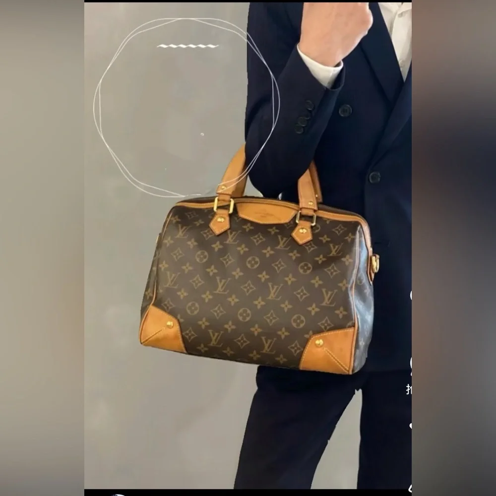 Louis Vuitton Brown and Tan Monogram Canvas‎ Retiro GM Bag Satchel